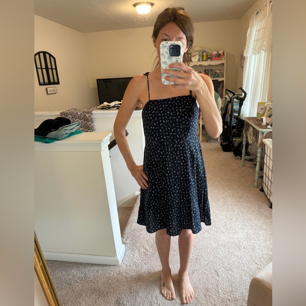 Navy and white dress